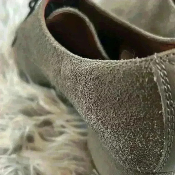 Hispanitas Beige/gray Suede Oxford Lace Up Low Heel Booties, EU 38 - Picture 5 of 10